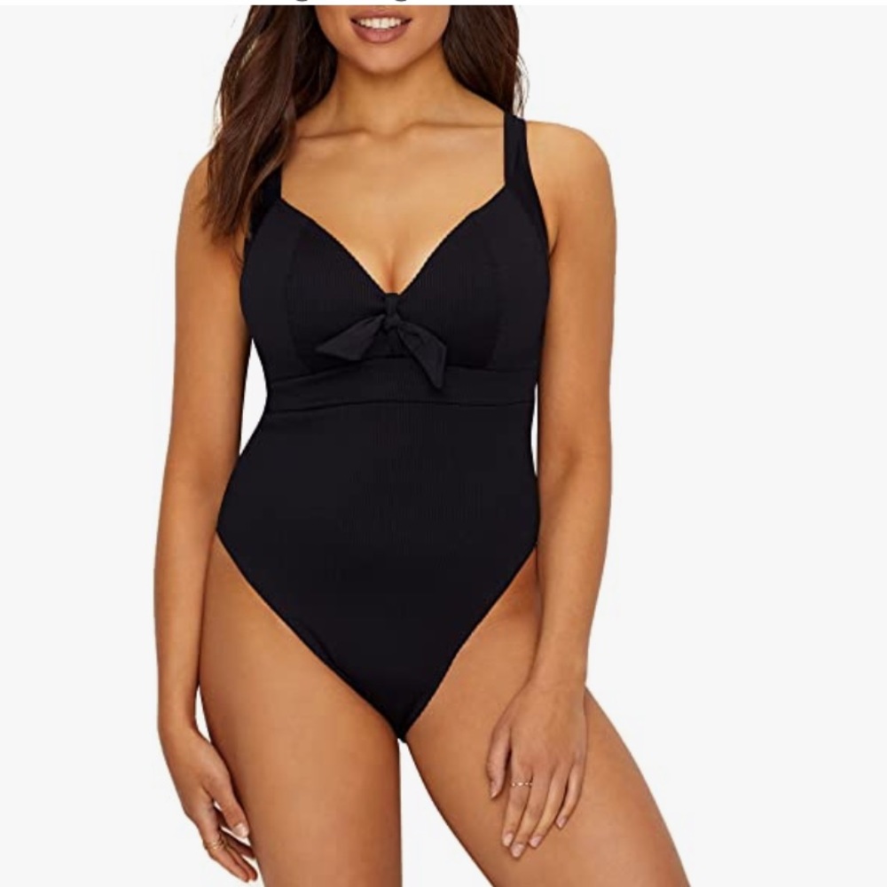 Freya Nouveau Black High Leg One Piece Swimsuit, NWT, Size 32DDD